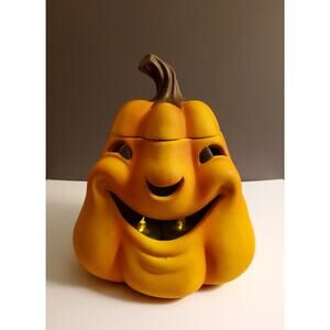 Happy Pumpkin Ceramic Candle Holder